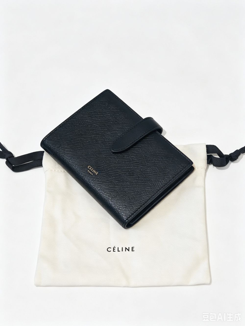 Celine Black Textured Leather Wallet